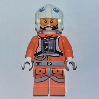 Rebel Pilot Snowspeeder, Orange Flight Suit, White Helmet, Orange and Yellow Visor