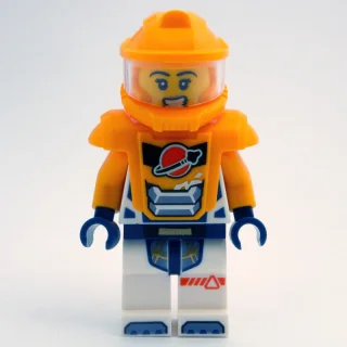 Astronaut, White Spacesuit, Bright Light Orange Armor and Helmet
