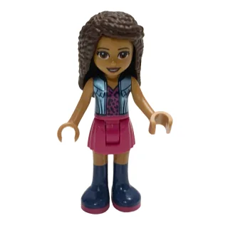 Andrea - Medium Blue Jacket, Magenta Skirt