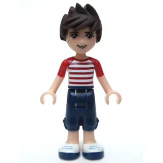 Noah - White Red Shirt, Dark Blue Trousers