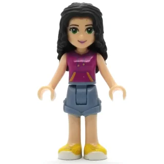 Emma - Magenta Top, Sand Blue Skirt