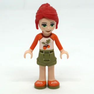 Mia - White/Orange Top, Olive Green Skirt