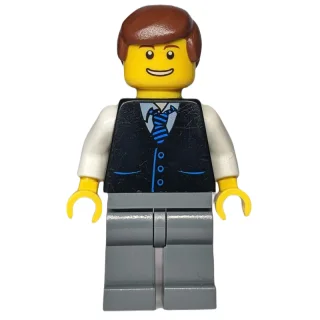 Man - Black Vest, Dark Bluish Gray Legs, Reddish Brown Hair