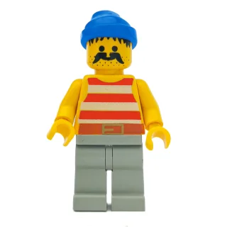 Minifigurka Pirate - Red Stripes, Light Gray Legs, Blue Bandana, 3626b