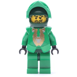 Rascus with Plain Green Torso, Gold Pattern Armor, and Dark Green Hips and Helmet