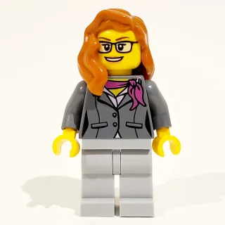 Scientist - Dark Bluish Grey Torso, Light Bluish Grey Legs, Dark Orange Hair