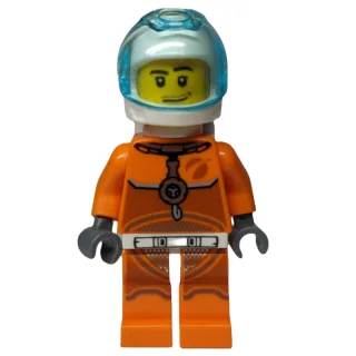 Astronaut - Orange Torso and Legs, White Helmet, Trans-Light Blue Visor, Stubble