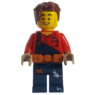 Harl Hubbs, Dark Blue Overalls, Utility Belt