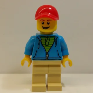 Dark Azure Torso, Tan Legs, Red Cap