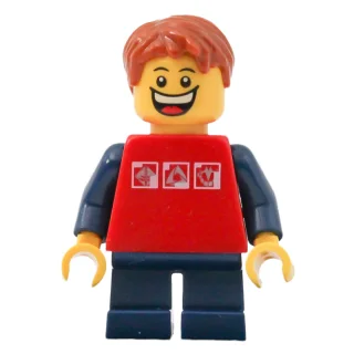 Kid - Red Torso, Dark Blue Legs, Dark Orange Hair