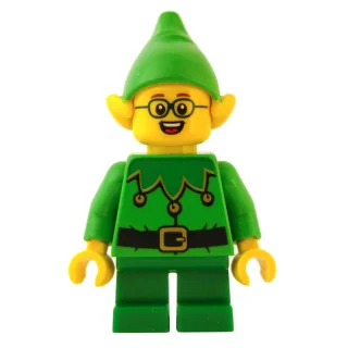 Elf - Bright Green Torso, Green Legs, Bright Green Hat, Glasses