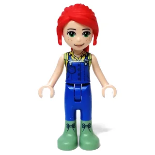 Mia - Bright Light Yellow Shirt, Blue Overalls, Sand Green Boots