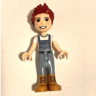 Daniel - White Shirt, Sand Blue Overall