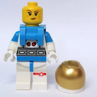 Astronaut, Female, White Suit, Gold Visor, Closed Mouth