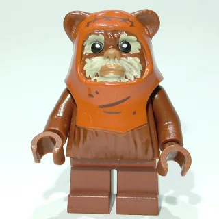Wicket, Ewok, Printed Dark Orange Hood, Tan Face, Lines on Hood