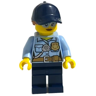 Police Officer, Bright Light Blue Shirt, Dark Blue Legs and Cap