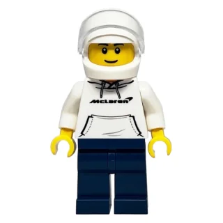 Race Driver - White Torso, Dark Blue Legs, White Helmet