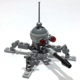 Dwarf Spider Droid, Dark Bluish Gray Dome, Fixed Black Cannon