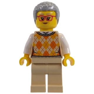 Tan Torso, Tan Legs, Light Bluish Grey Hair, Red Glasses