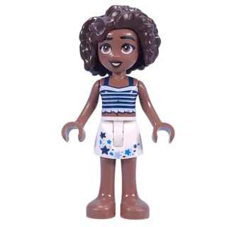 Aliya - White/Dark Blue Top, White Skirt
