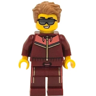 Man, Dark Red Tracksuit, Sunglasses