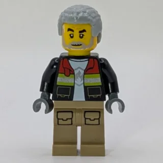 Firefighter, Open Jacket, Dark Tan Legs, Light Bluish Gray Hair