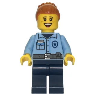 Police Officer, Bright Light Blue Torso, Dark Blue Legs, Dark Orange Hair