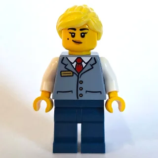 Train Conductor, Sand Blue Vest, Dark Blue Legs, Bright Light Yellow Hair