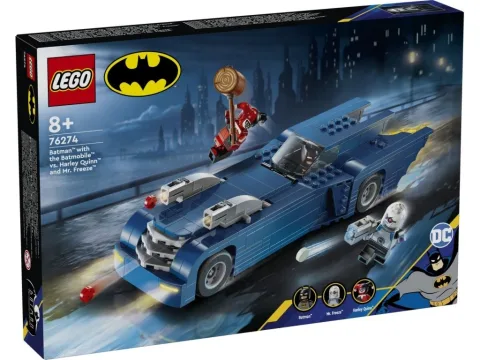 Batman with the Batmobile vs Harley Quinn and Mr. Freeze